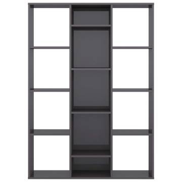 High Gloss Grey Room Divider Book Cabinet - 100x24x140 cm