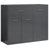 High Gloss Grey Sideboard - Minimalist Design - 88x30x70 cm