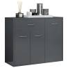 High Gloss Grey Sideboard - Minimalist Design - 88x30x70 cm