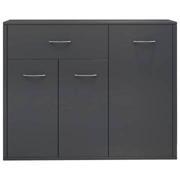 High Gloss Grey Sideboard - Minimalist Design - 88x30x70 cm