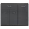 High Gloss Grey Sideboard - Minimalist Design - 88x30x70 cm