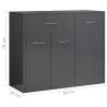 High Gloss Grey Sideboard - Minimalist Design - 88x30x70 cm