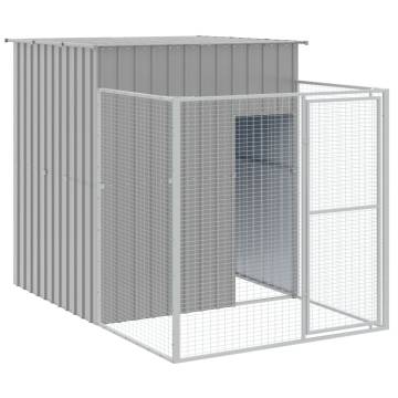 Dog House with Run - Light Grey Galvanised Steel 165x1271 cm