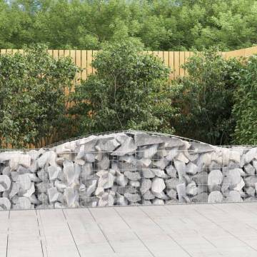 Arched Gabion Baskets Set of 10 - Galvanised Iron 400x50x60/80cm