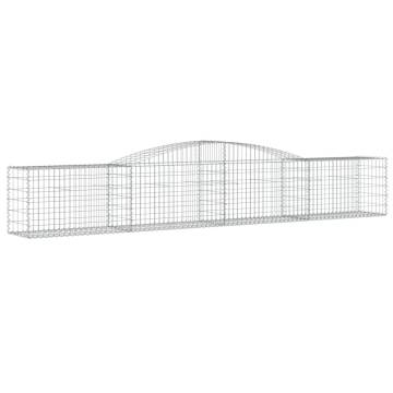 Arched Gabion Baskets Set of 10 - Galvanised Iron 400x50x60/80cm