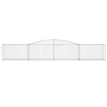 Arched Gabion Baskets Set of 10 - Galvanised Iron 400x50x60/80cm