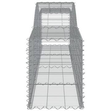 Arched Gabion Baskets Set of 10 - Galvanised Iron 400x50x60/80cm