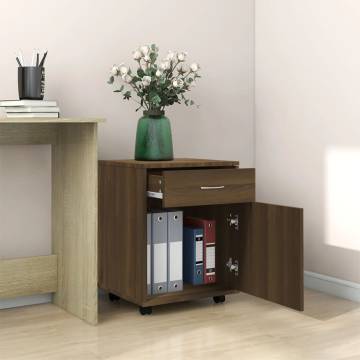 Brown Oak Rolling Cabinet 45x38x54 cm - HipoMarket