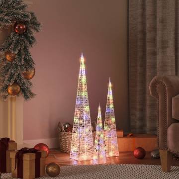 Acrylic Decorative LED Light Cone Set - Multicolour 30-60cm