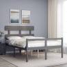 Bed Frame with Headboard Grey Double Solid Wood Colour grey Size 135 x 190 cm Model high 