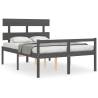 Grey Double Bed Frame with Headboard - Solid Pine Wood