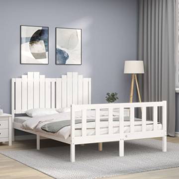 White Bed Frame 140x200 cm - Solid Wood Pine | Hipo Market