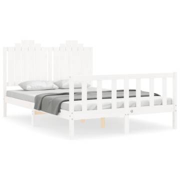 White Bed Frame 140x200 cm - Solid Wood Pine | Hipo Market