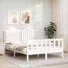 White Bed Frame 140x200 cm - Solid Wood Pine | Hipo Market