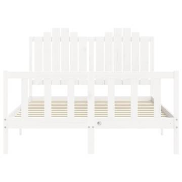 White Bed Frame 140x200 cm - Solid Wood Pine | Hipo Market