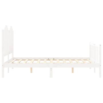 White Bed Frame 140x200 cm - Solid Wood Pine | Hipo Market