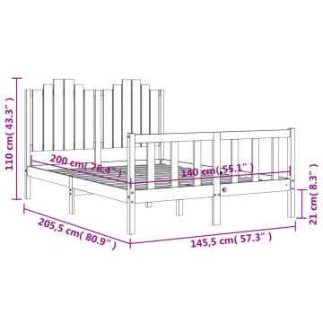 White Bed Frame 140x200 cm - Solid Wood Pine | Hipo Market