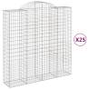 Arched Gabion Baskets 25 pcs - Galvanised Iron Garden Decor