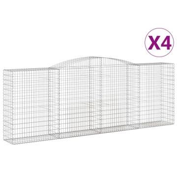 Arched Gabion Baskets - 4 pcs Galvanised Iron | HipoMarket