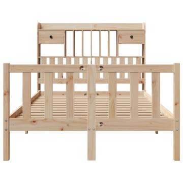 Bookcase Bed 135x190 cm Double Solid Pine | Hipomarket UK