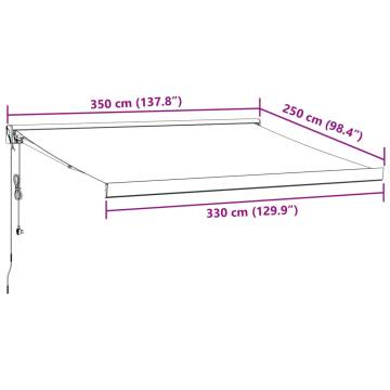 Retractable Awning Anthracite & White 3.5x2.5 m - Hipo Market