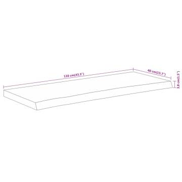 Rectangular Solid Wood Acacia Table Top - Live Edge 110x40 cm