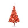  Artificial Pre-lit Christmas Tree with Ball Set Red 180 cm PVC Colour red and rose Size 180 x 93 cm Quantity in Package 1 Number of Branch Tips 