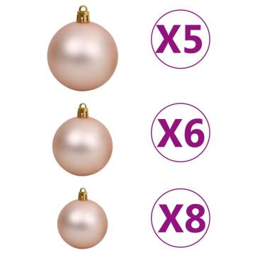 Red 180 cm Pre-lit Christmas Tree with Ball Set - HipoMarket