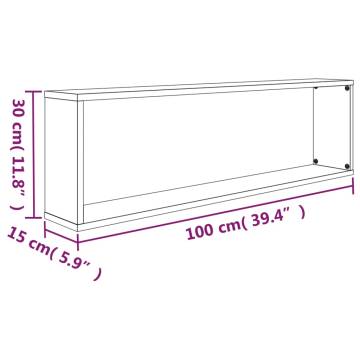 Wall Cube Shelves - 4 pcs Grey Sonoma, 100x15x30 cm