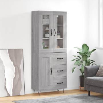 Elegant Highboard Grey Sonoma - 69.5x34x180 cm - Hipomarket