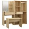 Dressing Table Set with LED - Sonoma Oak Wood | HipoMarket UK