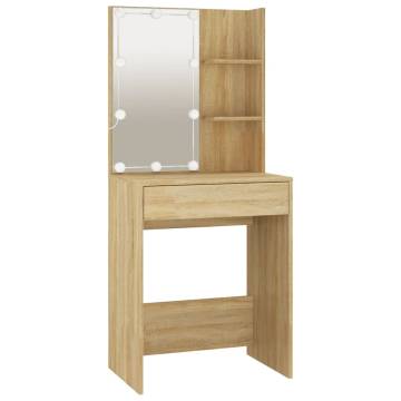 Dressing Table Set with LED - Sonoma Oak Wood | HipoMarket UK