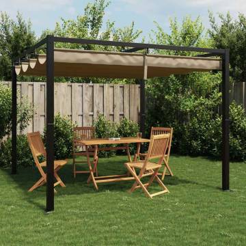 Garden Gazebo with Retractable Roof - Taupe 3x3 m Steel