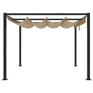 Garden Gazebo with Retractable Roof - Taupe 3x3 m Steel