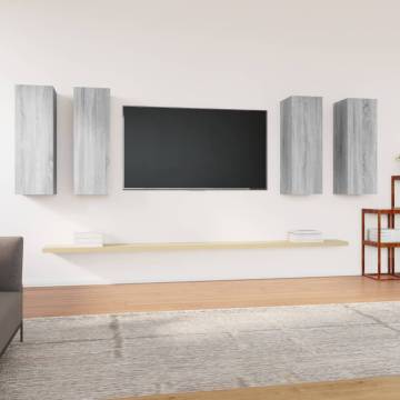 Stylish Grey Sonoma TV Cabinets - 4 pcs - Engineered Wood