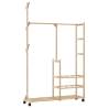 Bamboo Clothes Rack with Shelves & Wheels | 100x38x175.5 cm