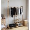 Bamboo Clothes Rack with Shelves & Wheels | 100x38x175.5 cm