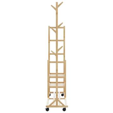 Bamboo Clothes Rack with Shelves & Wheels | 100x38x175.5 cm