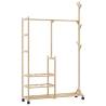 Bamboo Clothes Rack with Shelves & Wheels | 100x38x175.5 cm