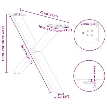 X-Shaped Coffee Table Legs - Anthracite Steel - 2 pcs | Hipo Market