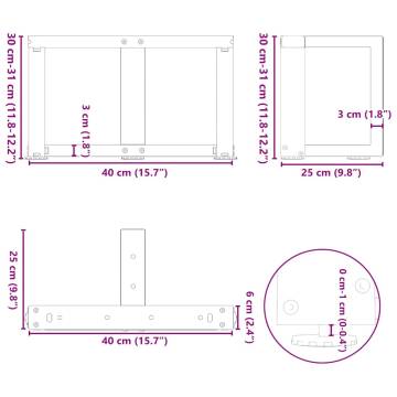 T-Shaped Coffee Table Legs - 2 pcs White - Durable & Stylish