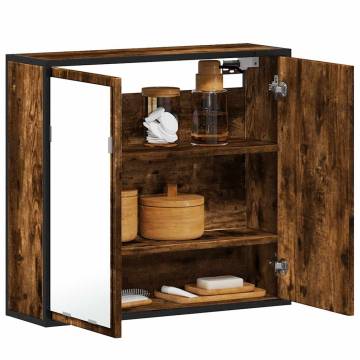 Stylish Smoked Oak Bathroom Mirror Cabinet - 65x20x60 cm