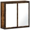 Stylish Smoked Oak Bathroom Mirror Cabinet - 65x20x60 cm