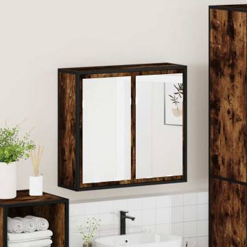 Stylish Smoked Oak Bathroom Mirror Cabinet - 65x20x60 cm