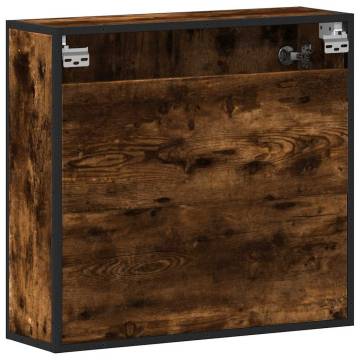 Stylish Smoked Oak Bathroom Mirror Cabinet - 65x20x60 cm