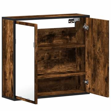 Stylish Smoked Oak Bathroom Mirror Cabinet - 65x20x60 cm