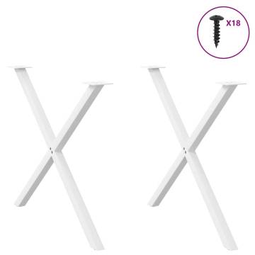 X-Shaped Dining Table Legs - White Steel 90x(72-73) cm (2 pcs)