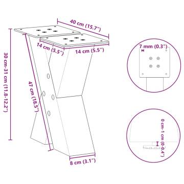 Coffee Table Legs X-Shaped - 2 pcs White Steel | HipoMarket