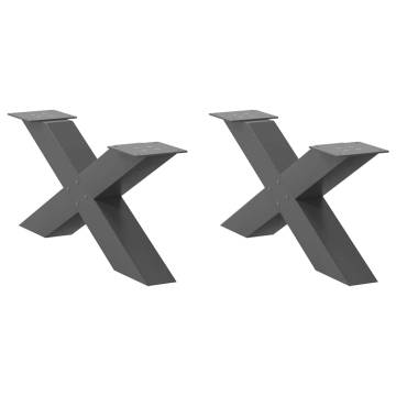 X-Shaped Coffee Table Legs - Anthracite Steel 70x(30-31) cm