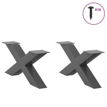 X-Shaped Coffee Table Legs - Anthracite Steel 70x(30-31) cm